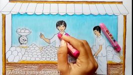 How to draw Fruit seller.Step by stepeasy draw