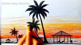 How to paint a scenery of Sunset with oil pastels color.Step by stepeasy draw