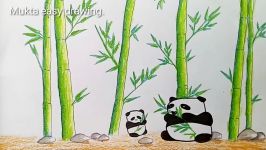 How to drawing panda in bamboo forest.Step by stepeasy draw