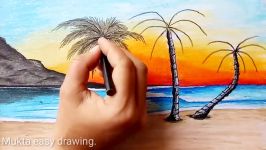 How to paint a scenery of Sunset with oil pastels color.Step by stepeasy draw