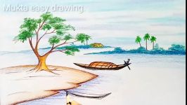 How to draw of Riverside scenery.Step by step easy draw