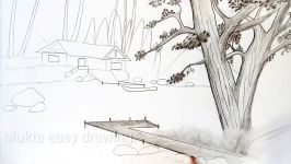 How to draw Scenery with pencil sketch. Step by step easy draw