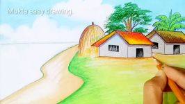 How to draw Simple Village with oil pastel.Step by stepeasy draw