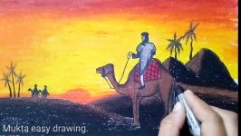 How to Draw a Desert Landscape with oil pastel.Step by stepeasy draw