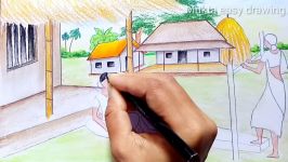 How to draw Rice Wheat Scenery.Step by stepeasy draw