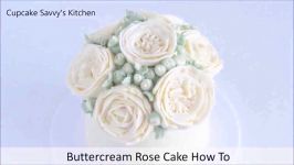 تزیین کیک گل رز سفید کرم آموزش داده شده Buttercream Flower Rose