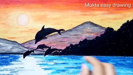 How to paint a scenery of Sunset with oil pastels color.Step by stepeasy draw