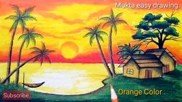 How to draw Scenery of Sunset with Oil Pastel.Step by stepeasy draw