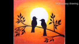 How to draw scenery of Sunset with oil pastel.Step by stepeasy draw