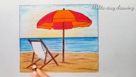 How to draw Scenery of Sea Beach Step by step easy draw