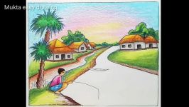 How to draw scenery of fishing with Oil Pastel.Step by stepeasy draw