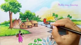 How to draw village scenery for Beginners.Step by stepeasy draw