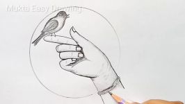 How to draw a bird that sits on a finger.Step by stepeasy draw