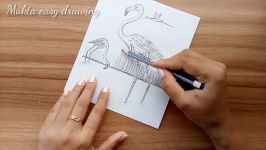 How to draw scenery of Flamingo bird with pencil sketch. Step by stepeasy draw