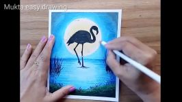 How to draw moon light night scenery. Step by step easy draw