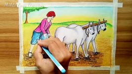 How to draw Cultivation scenery.Step by stepeasy draw