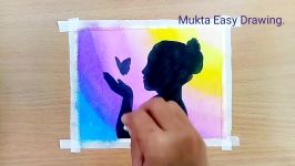 How to draw Girl with Butterfly for beginnersOil Pastel drawing...