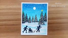 How to draw Merry Christmas with Oil Pastel.Step by step easy draw