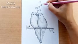 How to draw two parrots in love Two parrots in love by pencil sketch