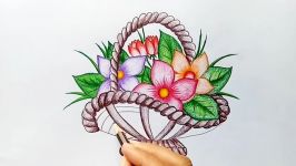 How to draw flower basket.Step by stepeasy draw