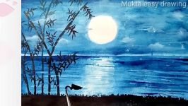 How to draw Scenery of Moonlight Night.Step by stepeasy draw