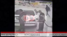سرقت خودرو در 20 ثانیه  سرقت خودرو در پمپ بنزین سارق حرفه ای ماشین 09120750932