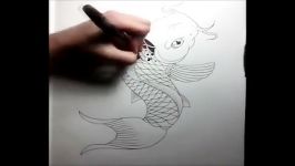 Tattoo Style Koi Fish Drawing quick time lapse