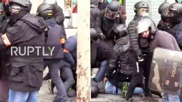 درگیری شدید پلیس فرانسه جلیقه زردها در پاریس