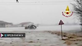 طغیان رودخانه جاری شدن سیل در شمال ایتالیا