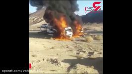 فیلم آتش زدن 2 کامیون حامل خودروهای سایپا ایران خودرو