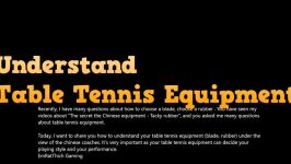 Understand Table Tennis Equipment  Choose Best Paddle and Rubber