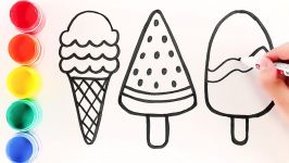 Ice Cream  Coloring and Drawing  Learn colors