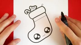 How to Draw a Christmas Stocking Cute step by step