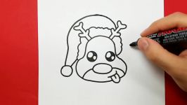 How to Draw Rudolph The Red Nosed Reindeer Cute and Easy