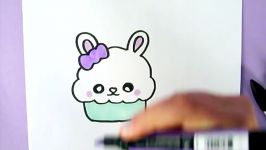 HOW TO DRAW A CUTE BUNNY CUPCAKE  CUTE FOOD DRAWINGS