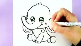 CUTE ART HOW TO DRAW A CUTE CARTOON ELEPHANT STEP BY STEP