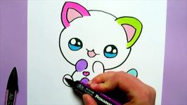 HOW TO DRAW CUTE RAINBOW CAT  COMO DIBUJAR UN GATO KAWAII