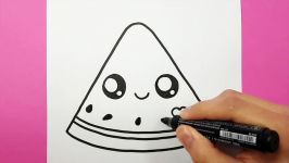 HOW TO DRAW DRAW A CUTE WATERMELON EASY  HAPPY DRAWINGS