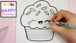 HOW TO DRAW A CUTE RAINBOW CUPCAKE EASY STEP BY STEP