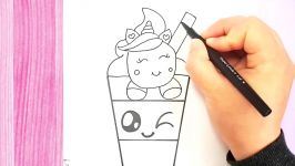 HOW TO DRAW A CUTE UNICORN DRINK STARBUCK  EASY STEP BY STEP