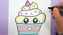 HOW TO DRAW A CUTE UNICORN CUPCAKE WITH LOVE HEART