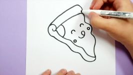 HOW TO DRAW A CUTE AND EASY PIZZA SLICE  SUPER EASY