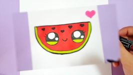 HOW TO DRAW A CUTE WATERMELON SUPER EASY  HAPPY DRAWINGS