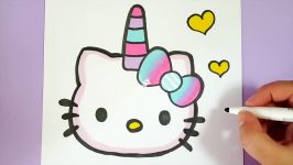 HOW TO DRAW CUTE UNICORN HELLO KITTY EMOJI EASY