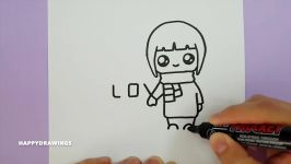 HOW TO DRAW TWO CUTE LOVERS FROM THE WORD LOVE  Easy Drawing Tutorial