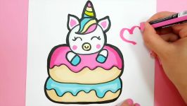 Drawing And Painting How to Draw Cute Unicorn  LEARN COLORS FOR KIDS