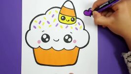 HOW TO DRAW + COLOR HALLOWEEN CUPCAKE CUTE STEP BY STEP  HAPPY DRAWINGS