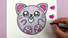 CUTE KITTEN DRAWING TUTORIAL HOW TO DRAW AND COLOR A KITTEN DONUT EASY