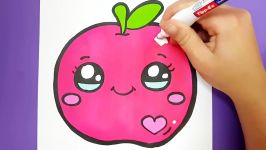 Drawing and Coloring Fruits How to draw a cute cartoon apple easy