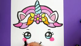 HOW TO DRAW AND COLOR A CUTE UNICORN FACE EASY